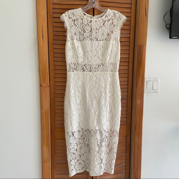 Alexis Leni White Lace Panel Midi Dress - Picture 4 of 12